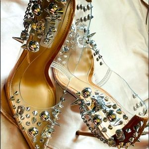 Steve Madden Veronicka Clear Rhinestone Spiked Pumps, Women’s Size 7.